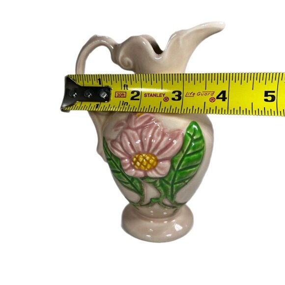 Vintage Hull Art Pottery Pink Green Gold Water Lily Flower Vase Ewer Pitcher - Picture 10 of 10